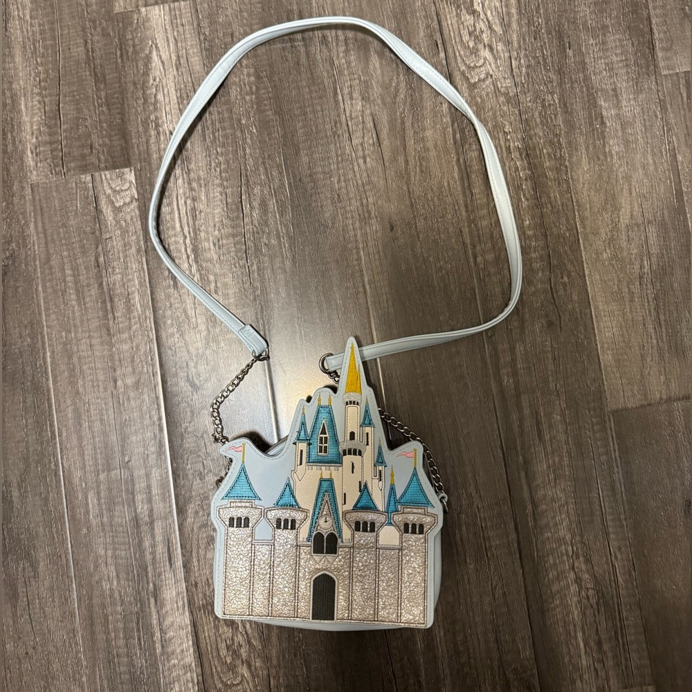 Disney Castle Crossbody Bag in White, Blue, Yellow